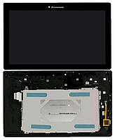 Дисплей для Lenovo Tab 2 A10-70F, A10-70L, модуль в зборі (екран і сенсор) з рамкою - панеллю, оригінал