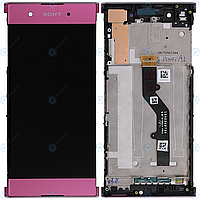 Дисплей для Sony Xperia XA1 Plus G3412 / G3416, модуль (экран и сенсор) с рамкой - панелью, розовый, оригинал