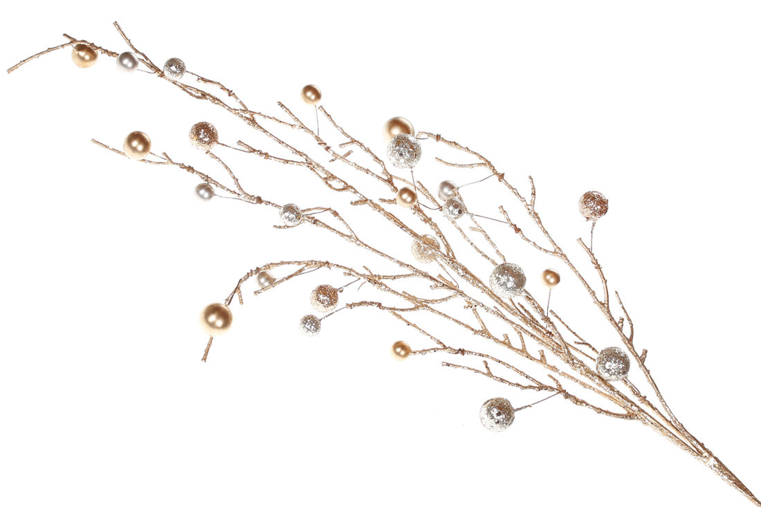Декоративна гілка з ягодами, 78см, колір - золото - 12 шт УПАКОВКА ТОВАР ВІД ВИРОБНИКА