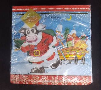 Серветка ТМ "Luxy" 33х33, 3 шарі, 20 шт, "Бичок - козачок"