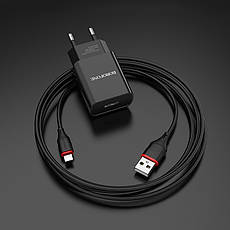 Зарядний пристрій (зарядка) для телефону Borofone BA20A + кабель Lightning 2.1 А Чорний, фото 4