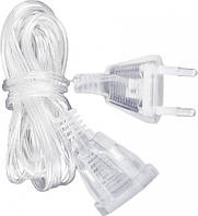 Перехідник подовжувач для світлодіодних гірлянд 3 м від мережі прозорий шнур