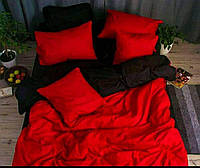Полуторний однотонний комплект постільної білизни Червоний чорний бязь голд люкс Віталіна