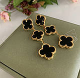 Vancleef Ванкліф сережки чорні на 3 елементи позолота 18 К/Сережки Клевер колір агат, фото 3