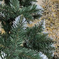 Штучна ялинка 1,5 метра зелена з інеєм "Лісова казка", гарна новорічна Ялинка з білим кінчиком, фото 5