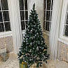 Штучні ялинка європейська білі кінчики 2,2 м "Лісова казка", Красива новорічна ялинка ПВХ з інеєм, фото 2