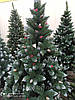 Ялина ПВХ 2,5 м із білим напиленням на кінчиках із шишками та червоними ягодами, Новорічна Ялинка зелена зі снігом, фото 10