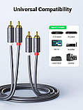 UGREEN 2RCA 2RCA 2м Кабель Штекер до 2RCA Стерео Штекер Аудіокабель Позолочений Автомобільний Аудіо Адаптер тюльпани, фото 5