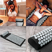 Килимок масажно-акупунктурний Life style Acupressure Mat and Pillow Set з подушкою 64 х 40 см Чорний