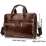 Чоловічий портфель з натуральної шкіри Шкіряний портфель чоловічий Сумка-портфель чоловічий для ноутбука Чорний, фото 6