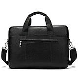 Чоловічий портфель з натуральної шкіри Шкіряний портфель чоловічий Сумка-портфель чоловічий для ноутбука Чорний, фото 5