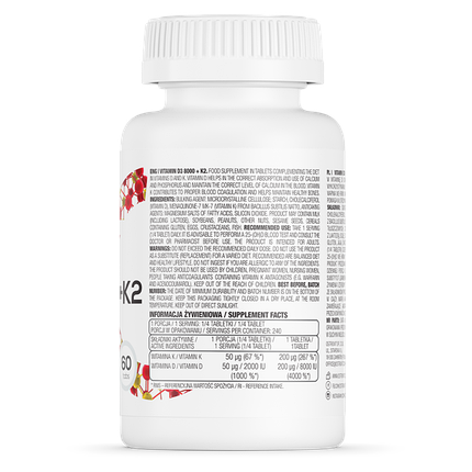 OstroVit Vitamin D3 8000 + K2 60 Tabs, фото 2