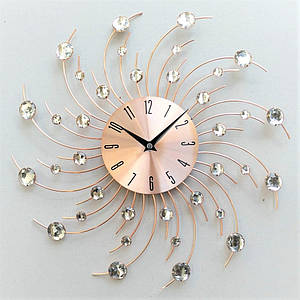 Настінний годинник (50 см) безшумний зі стразами у спальню "Зірка Золото" Najlepsi Cas (Чехія)