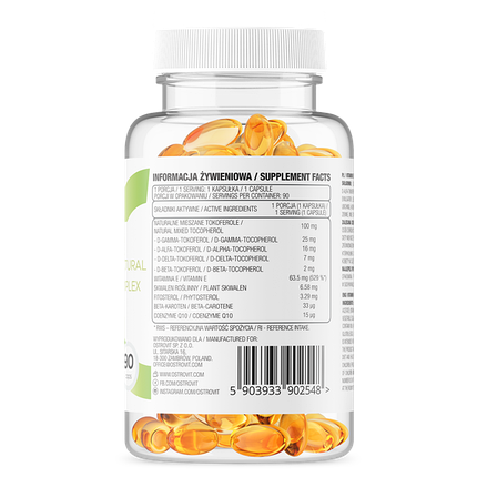 OstroVit Vitamin E Natural Tocopherols Complex 90 caps, фото 3