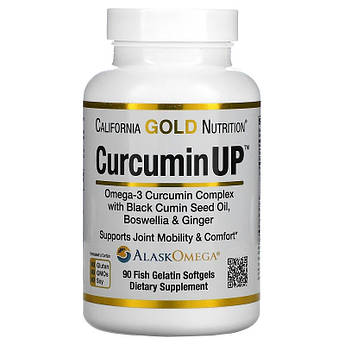 California Gold Nutrition, Curcumin UP, Комплекс з куркуміном і Омега-3, 90 капсул з риб'ячого желатину