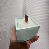Аромо свічка в кашпо, свічка з дерев'яним гнітом, квадрат, фото 10