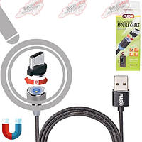 Кабель магнитный PULSO USB - Micro USB 2,4А, 1m, black (только зарядка) (MC-2301M BK)