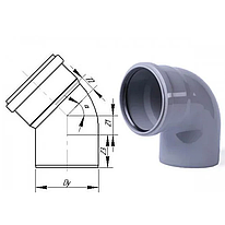 Коліно каналізаційне Інтерпласт 50/20° (внутрішня)