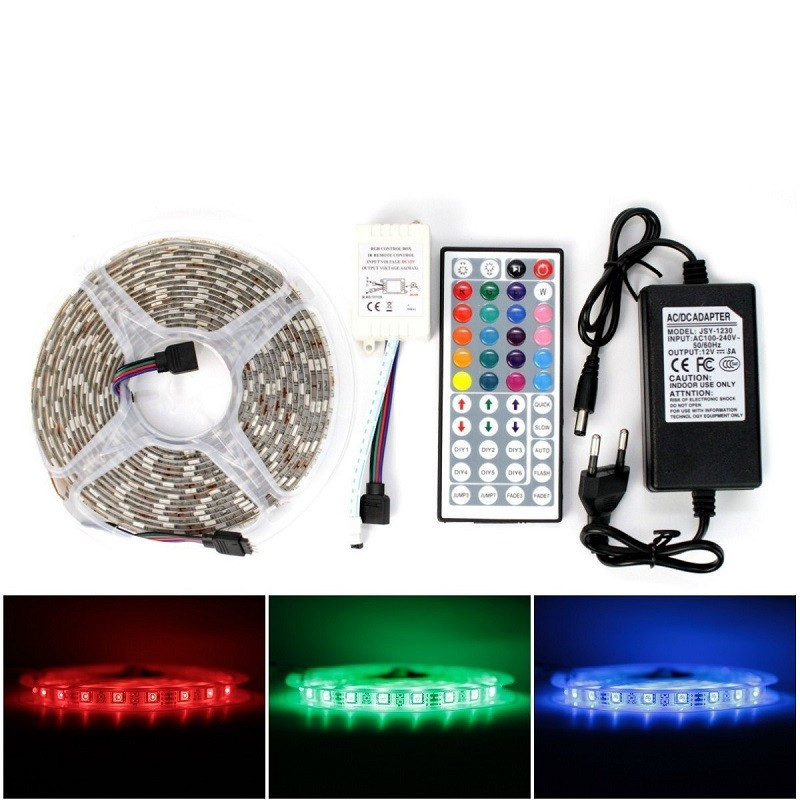 Світлодіодна стрічка SMD 5050 Strip Light RGB Original (54 LED/m) 5 м на силіконі різнобарвна (повний комплект)