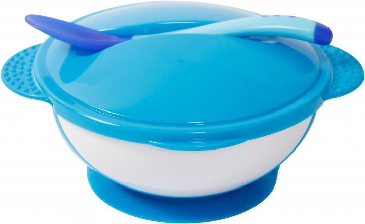 Набір XY-066 Тарілка на присосці з термоложкой Синій, фото 1