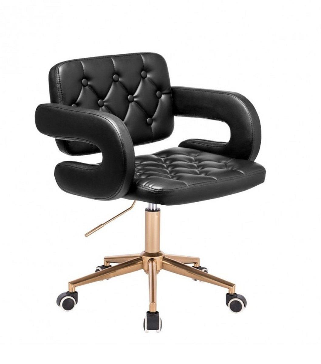 Перукарське крісло на пневматиці HC8403K чорний на золотій основі, фото 1