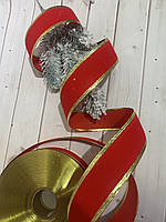 Стрічка оксамитова червона. Ширина 3.8 см (за м)