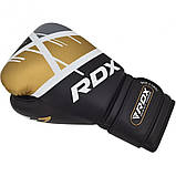 Боксерські рукавички RDX Rex Leather Black 10 унцій чорно-золоті, фото 4
