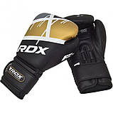 Боксерські рукавички RDX Rex Leather Black 10 унцій чорно-золоті, фото 8