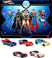 Набор машинок Хот Вилс Супер Герои 5шт в коробке Hot Wheels DC Character Cars 5-Pack