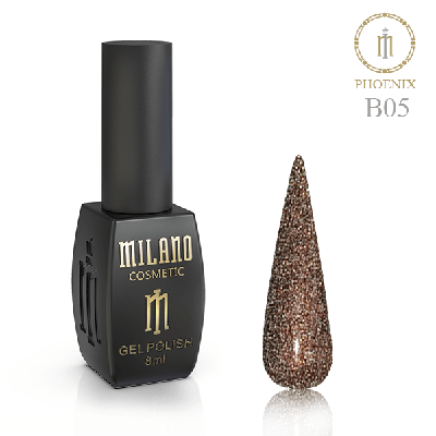 Гель-лак Milano 8ml PHOENIX (Фенекс) No B-05 світловідбивний гель лак сяючий манікюр Мілано Фенікс
