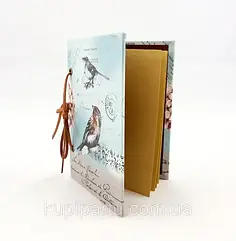 Блокнот блакитний з птахами, кожзам