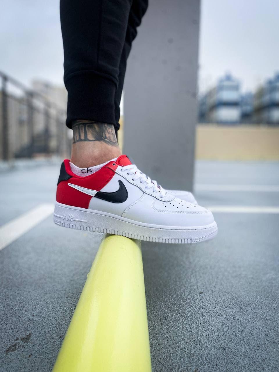 Мужские кроссовки Nike Air Force 1 Low "NBA" , белые с красным