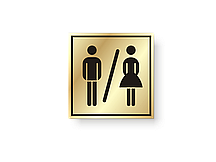 Табличка для загальної туалетної кімнати металева розмір 100х100 мм під золото та срібло