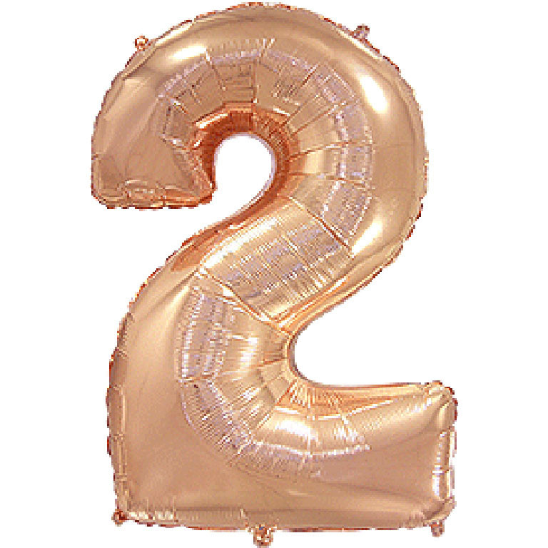Куля цифра "2" Колір: Рожеве золото. Розмір: 40"(100 см). Пр-во: FlexMetal (Іспанія)