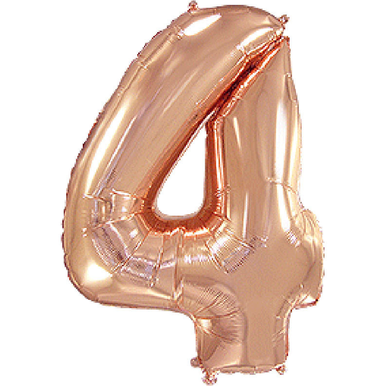 Куля цифра "4" Колір: Рожеве золото. Розмір: 40"(100 см). Пр-во: FlexMetal (Іспанія)