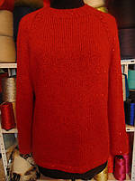 Жіночий светр з італійського мохеру Червоний з паєткою ручна робота