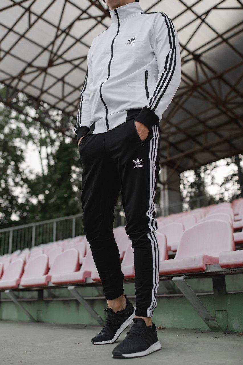 Мужская Олимпийка Adidas в Белом Цвете | Белая Кофта Адидас с Лампасами ...