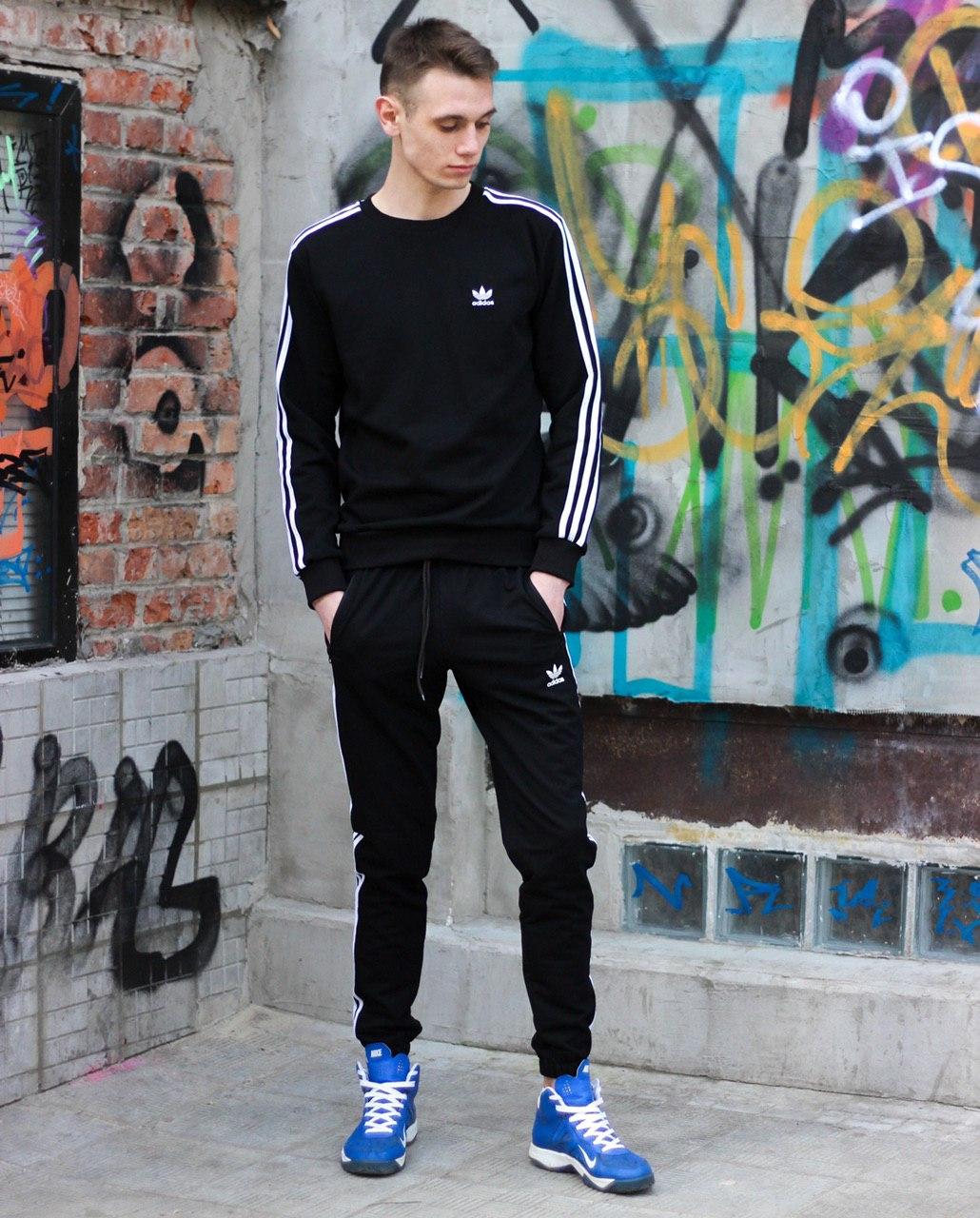 Купить Мужской Свитшот Adidas в Черном Цвете | Черная Кофта Адидас с ...