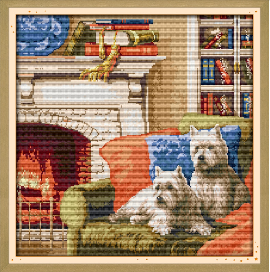 Набір для вишивання за нанесеною на канву схемою "A warm family" .AIDA 14CT printed, 44*45 см