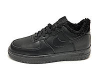 Зимові шкіряні кросівки з хутром 40-45 р.Nike Air Force Winter спортивні чорні кросівки