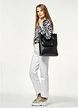 Чорна жіноча сумка шоппер з матовою екошкіра з двома ручками і великим зручним кишенею + ключниця, фото 9