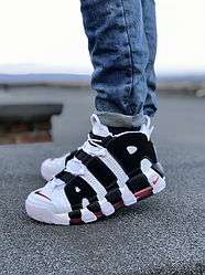 Чоловічі та жіночі кросівки Nike Air More Uptempo Взуття Найк Аптемпо чорно-білі модні молодіжні круті осінь весна