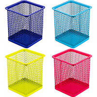 Склянка для ручок Квадратний (металевий, кольоровий) 804