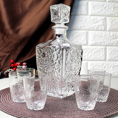 Графін для віскі 790мл +6 стопок мл Bormioli Rocco Dedalo, подарунок чоловікам, фото 1