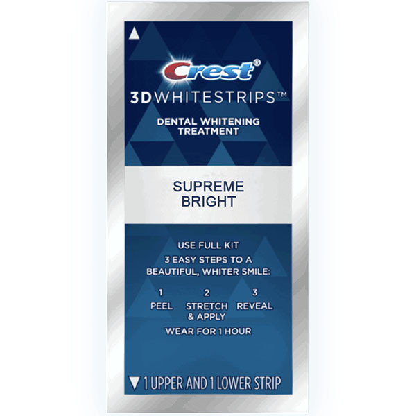 Відбілювальні смужки для зубів Crest 3D White Whitestrips Supreme Bright 2 шт. (1 на нижню 1 на верхню щелепу)