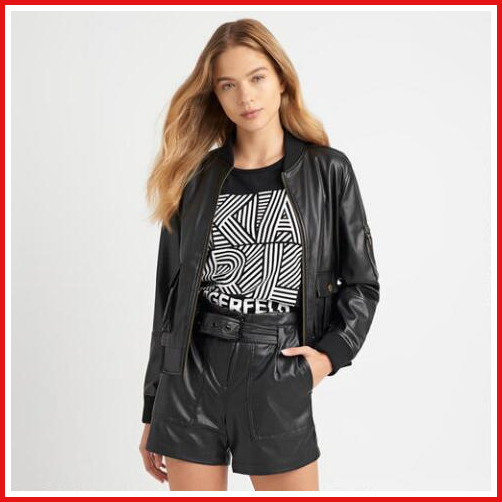 Жіноча куртка KARL LAGERFELD FAUX LEATHER BOMBER. ОРИГІНАЛ