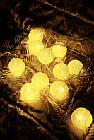 Гирлянда светодиодная Тайские шарики 12 LED 4м от сети, белый теплый