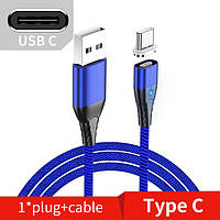 Магнитный кабель для зарядки и передачи данных Greenport M10A2 1m 3.0A для USB Type-C Blue