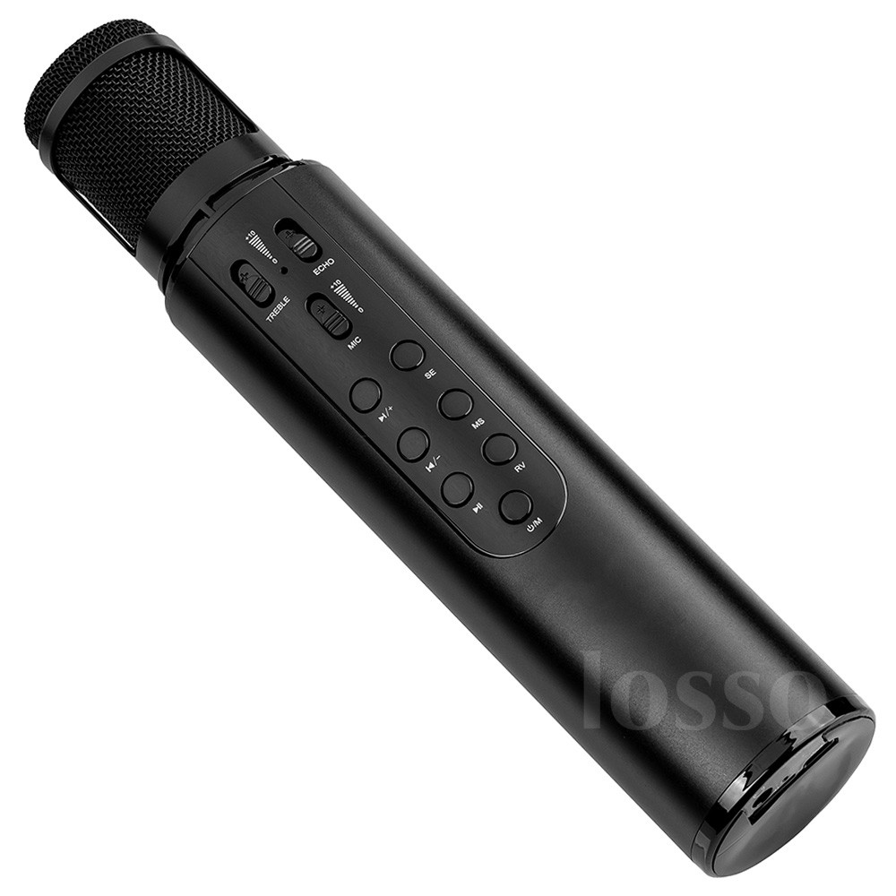 Караоке мікрофон Losso K1 Premium чорний (стерео, звукова мапа)