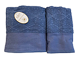 Набір махрових рушників Luisa Blue бавовна 50-90 см, 70-140 см сині, фото 3